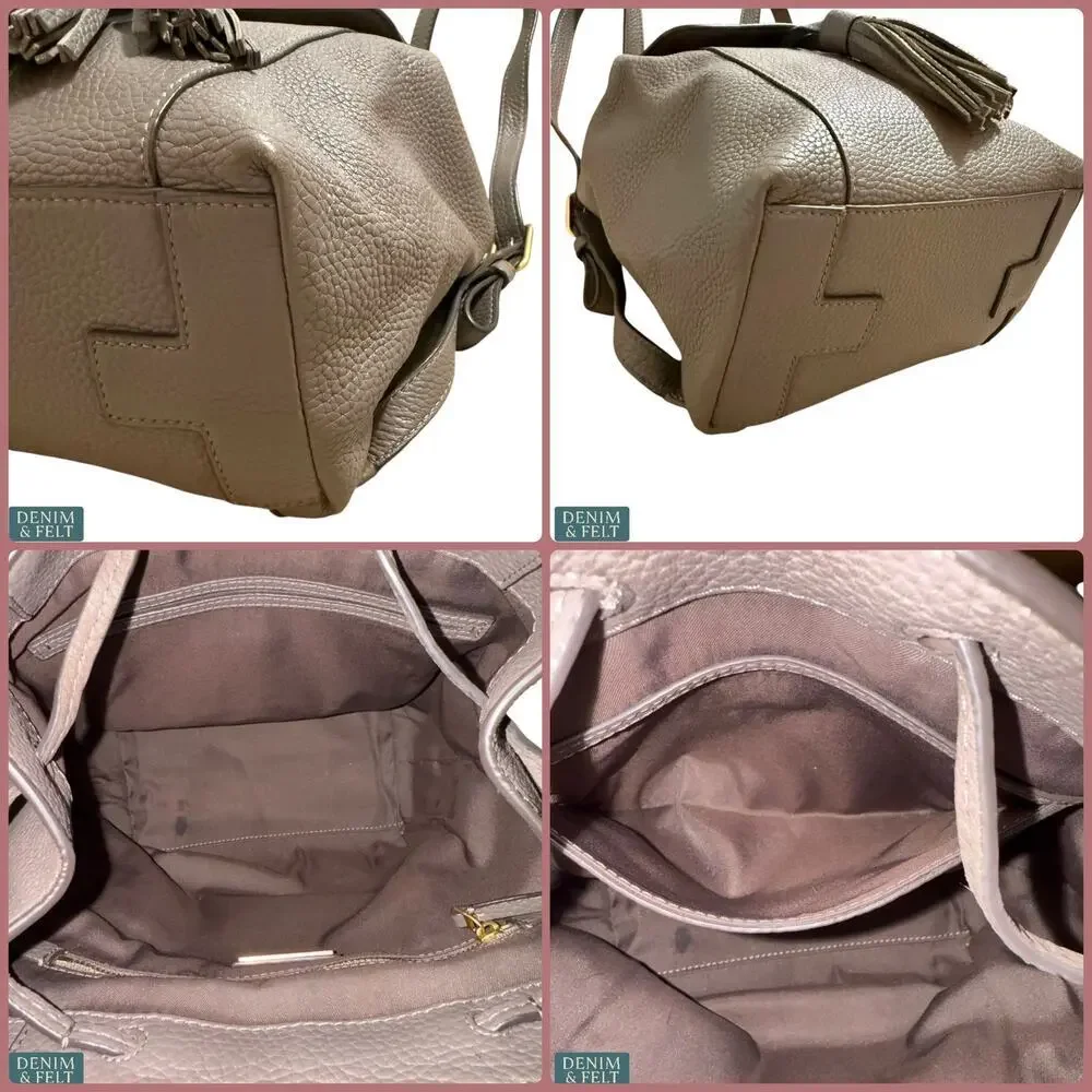 Tory Burch Sand McGraw Leather Backpack w/‎ Tassel Detail, Adjustable Straps